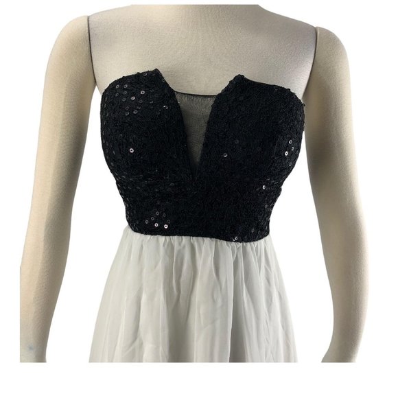 B. Darlin 1/2 Party Dress Formal Black White Hi Lo - Picture 3 of 7